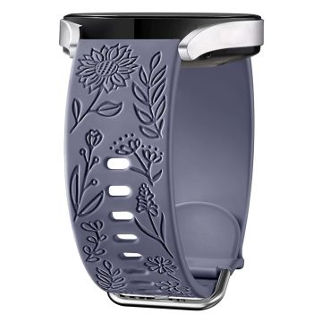 Garmin Vivomove 3 / Forerunner 645 / Samsung Gear S2 Classic Universal 20mm Carving Flower Silikon Uhrenarmband - Blaugrau