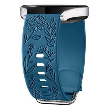 Garmin Vivomove 3 / Forerunner 645 / Samsung Gear S2 Classic Universal 20mm Carving Flower Silikon Uhrenarmband - Grün Blau