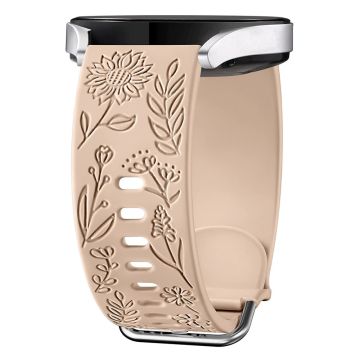 Garmin Vivomove 3 / Forerunner 645 / Samsung Gear S2 Classic Universal 20mm Carving Flower Silikon Uhrenarmband - Milchtee Farbe