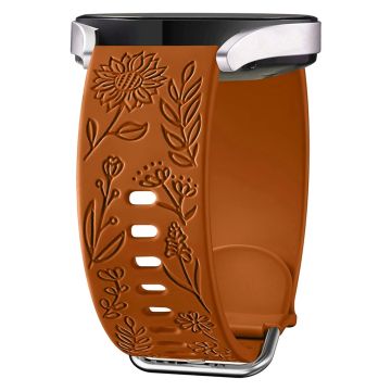 Garmin Vivomove 3 / Forerunner 645 / Samsung Gear S2 Classic Universal 20mm Carving Flower Silikon Uhrenarmband - Braun