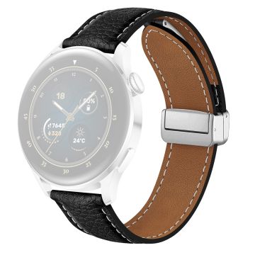 Samsung Galaxy Watch6 Classic 43mm / Watch6 40mm Armband 20mm Litchi Textur Band mit magnetischer Schnalle - Schwarz