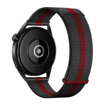 Samsung Galaxy Watch3 45mm / Xiaomi Watch Color / Huawei Watch Ultimate Magnetic 22mm Milanese armband - Schwarz / Rot