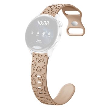 Samsung Galaxy Watch6 Classic 47mm / 43mm / Garmin Venu Sq 2 20mm Silikonarmband Leopard bedruckt - Milchtee