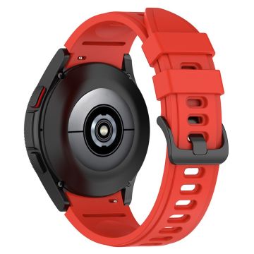 Samsung Galaxy Watch4 / Watch 5 / Watch 5 Pro / Watch6 Ersatzbänder Schwarz Schnalle Silikonband - Rot