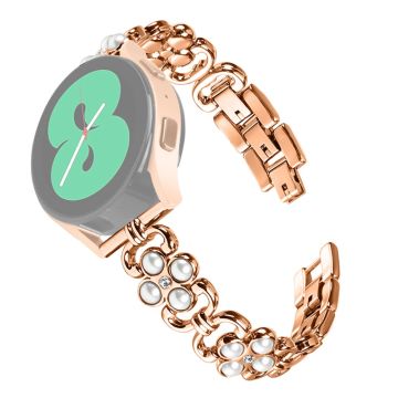 Samsung Galaxy Watch6 / Watch6 Classic Ersatz-Edelstahl-Uhrenarmband mit Perlendekor - Roségold