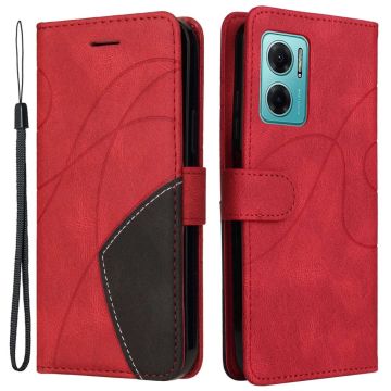 Strukturierte Ledertasche mit Gurt für Xiaomi Redmi Note 11E / Xiaomi Redmi Note 10 5G / Xiaomi Redmi 10 Prime Plus 5G - Rot