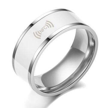 Smarter editierbarer NFC-Ring aus Edelstahl - Weiß / 7#