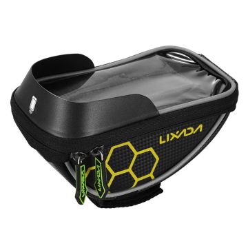 Lixada Fahrrad Top Tube Touchscreen Tasche Montieren - Gelb Hexagon Pattern