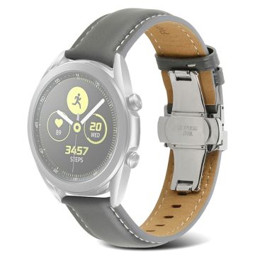 22mm Universal elegantes Echtleder Uhrenarmband - Hellgrau