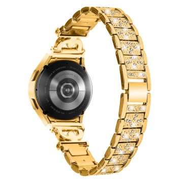 3-Perlen-Strassstein-Dekor Edelstahlband für Samsung Galaxy Watch 6 / 6 Classic / 5 / 4 - Gold