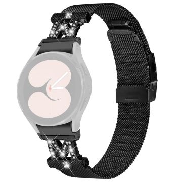 Samsung Galaxy Watch 6 / 6 Classic Edelstahlarmband mit Strassdekor und Stecker - Schwarz