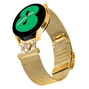 20mm Samsung Galaxy Watch 6 (44mm) / (40mm) / Classic (43mm) / (47mm) Edelstahlarmband mit Strassdekor - Gold